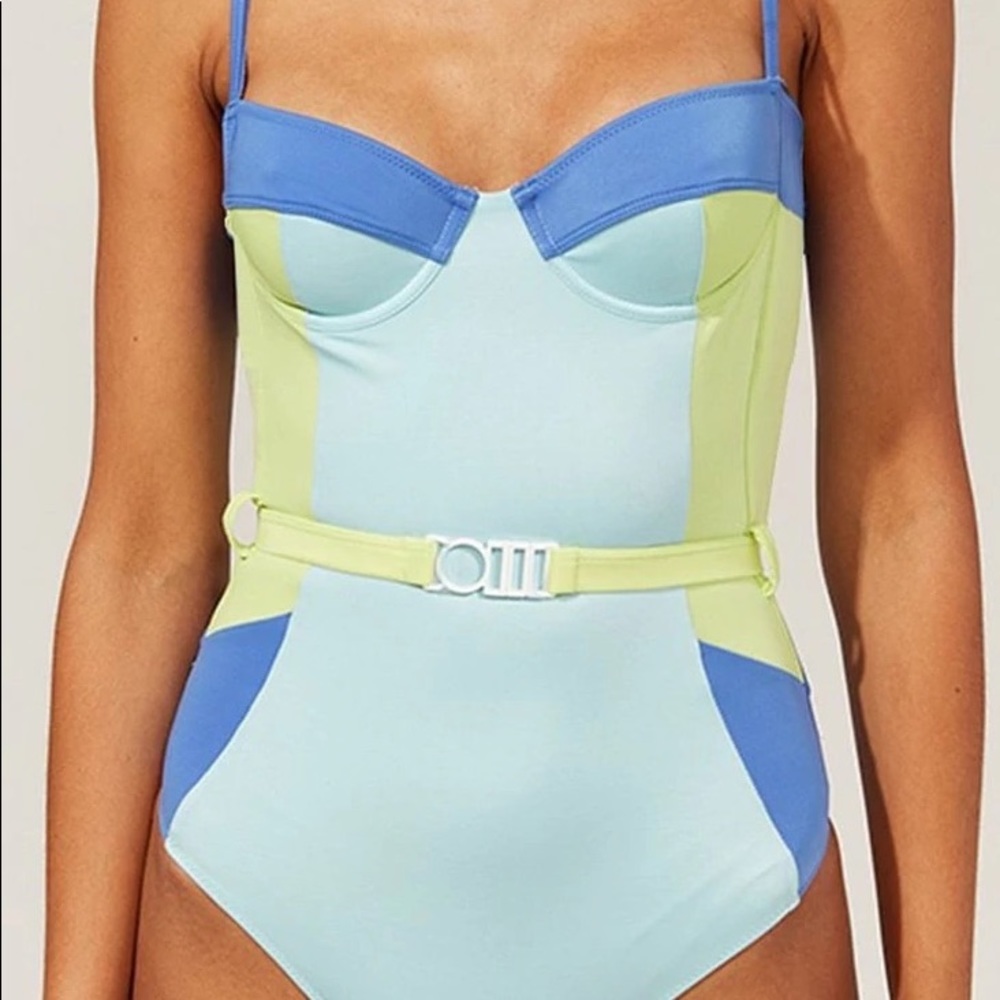 Solid & Striped Belted One Piece